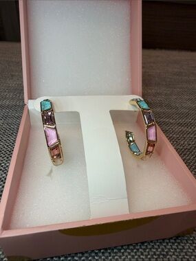 Bomb Party Summer Jewel Candy Miami on Gold Hoop Earrings